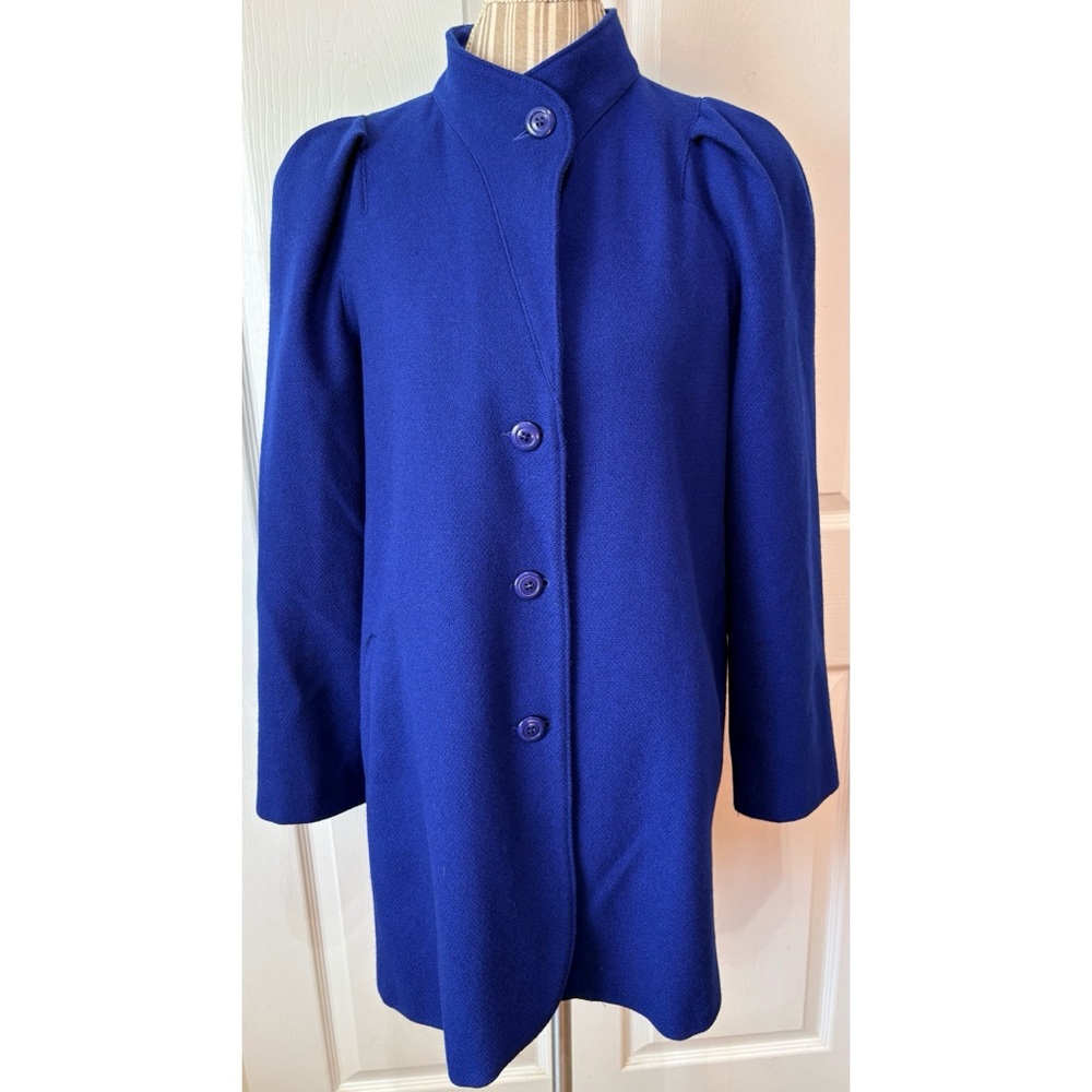 Vintage 80s does 40s Royal Blue Wool Blend Coat USA Size L/XL